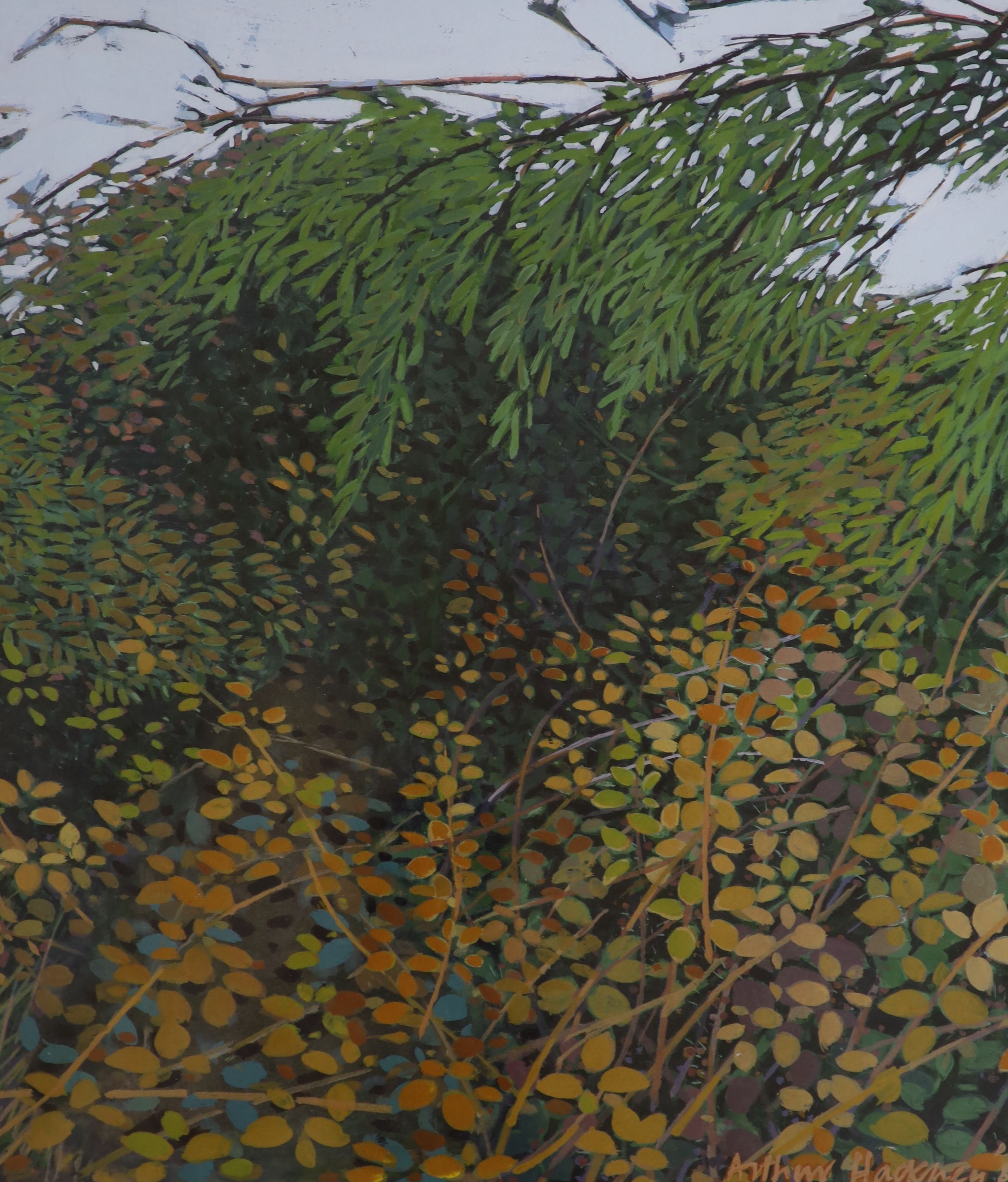 Arthur Hackney (1925-2010), gouache, Autumn Brambles, signed and dated '86, 38 x 34cm